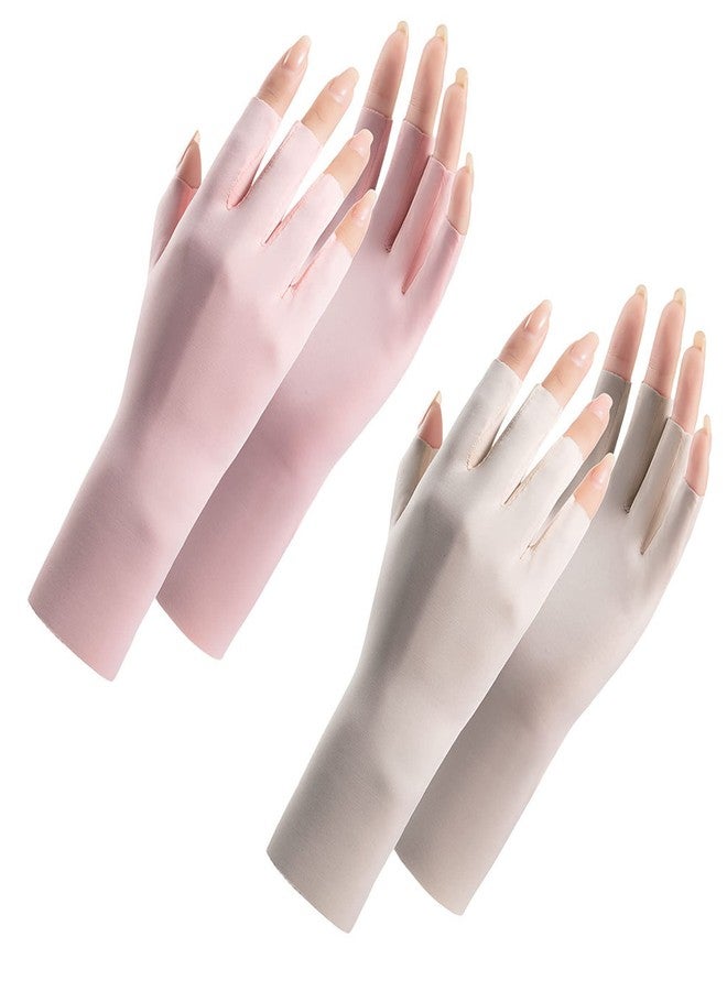 Vikodah Women Fingerless Gloves Summer UV Protection Gloves Cool Ice Silky Sun Block Driving Unisex - Image 1